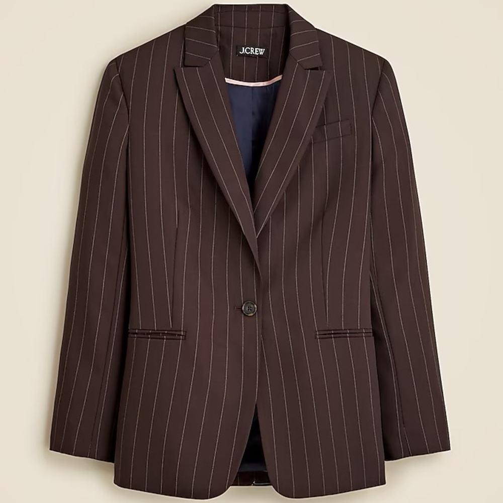 J.Crew Collection classic blazer in brown pinstripe wool blend (size 2)